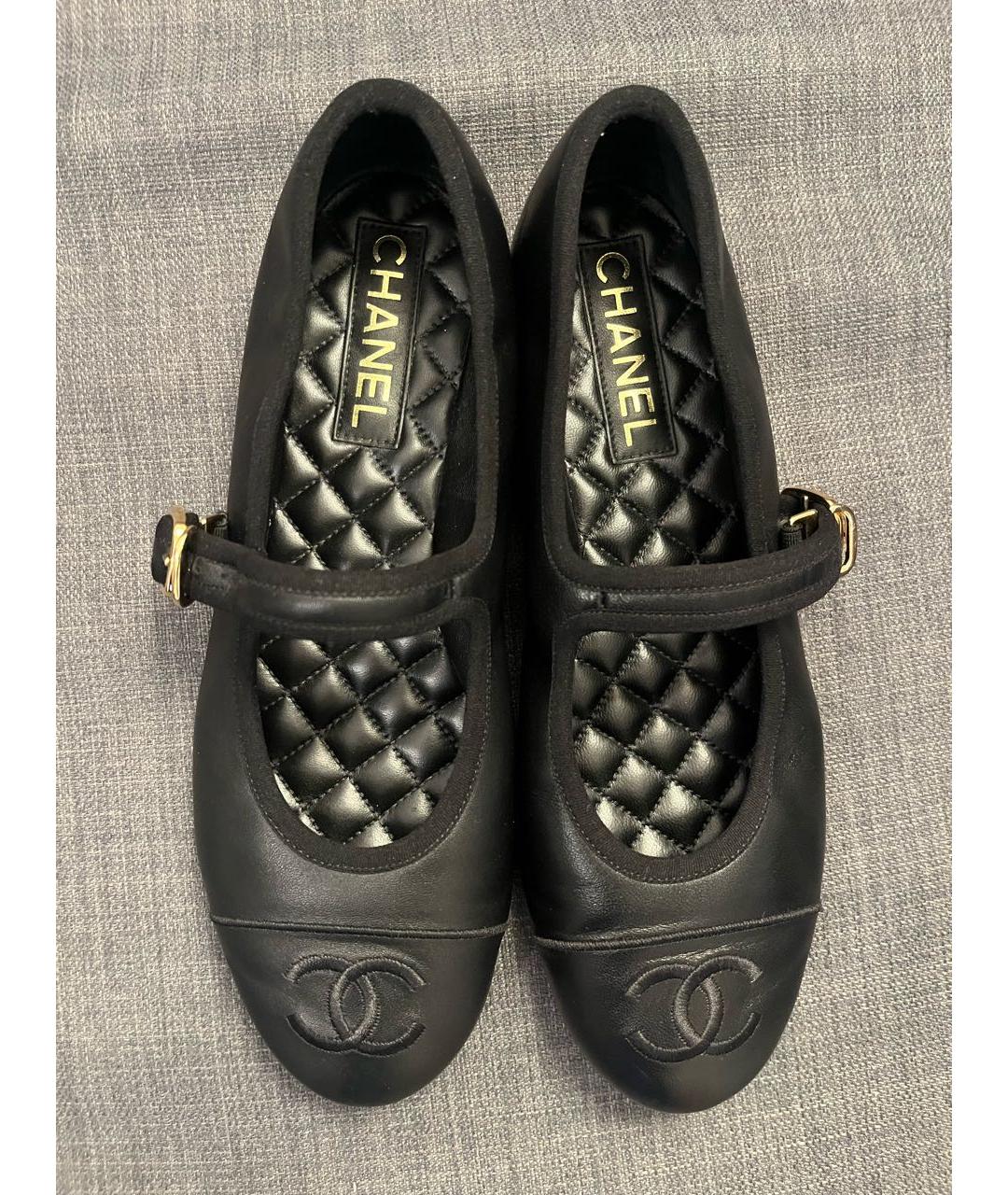 CHANEL Черные кожаные балетки, фото 3