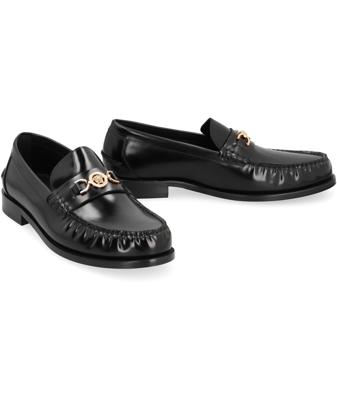 VERSACE Черные кожаные лоферы, фото 3