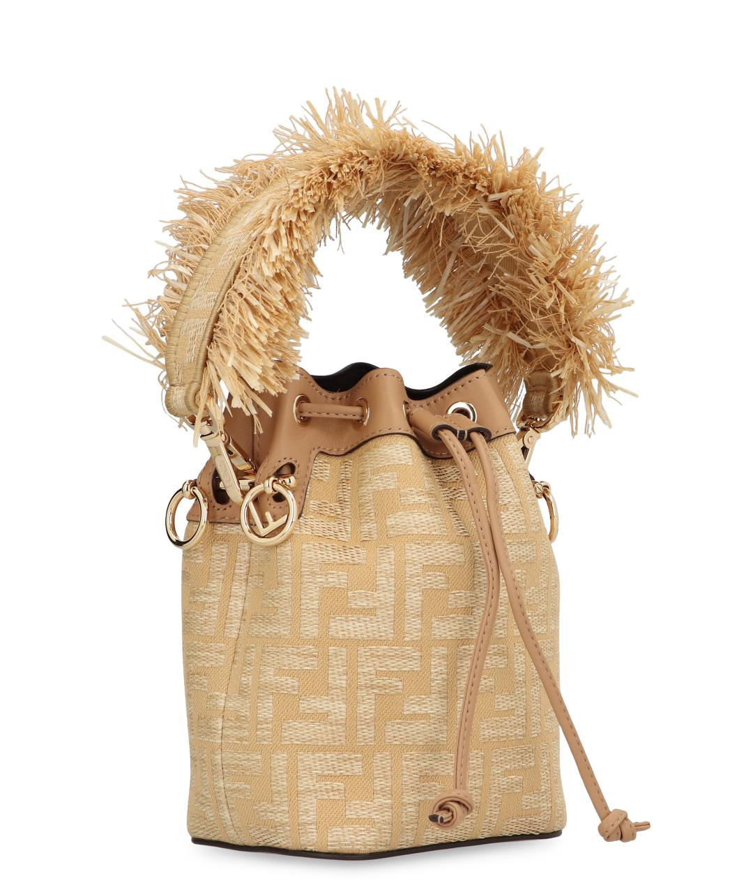 FENDI Бежевая сумка через плечо из канвы, фото 3