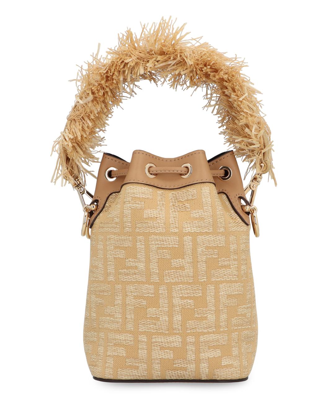 FENDI Бежевая сумка через плечо из канвы, фото 4