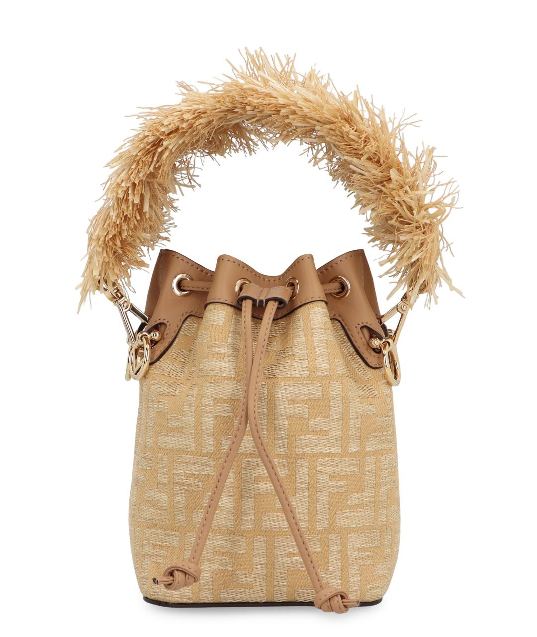 FENDI Бежевая сумка через плечо из канвы, фото 1