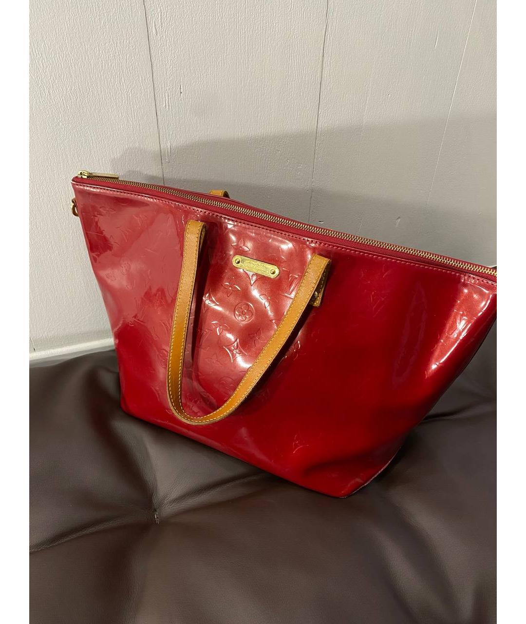 LOUIS VUITTON Красная кожаная сумка тоут, фото 8