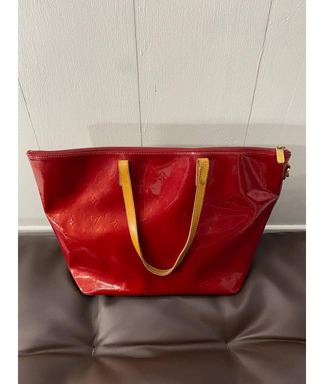 LOUIS VUITTON Красная кожаная сумка тоут, фото 3