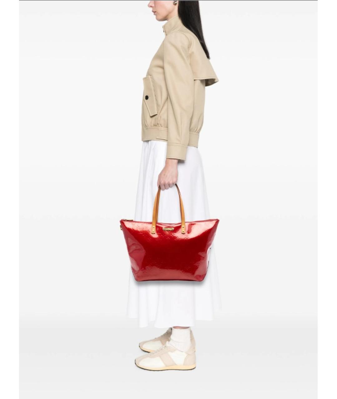 LOUIS VUITTON Красная кожаная сумка тоут, фото 9