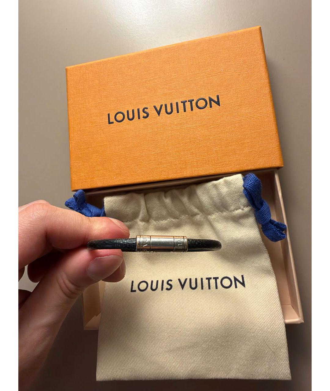 LOUIS VUITTON Черный кожаный браслет, фото 2