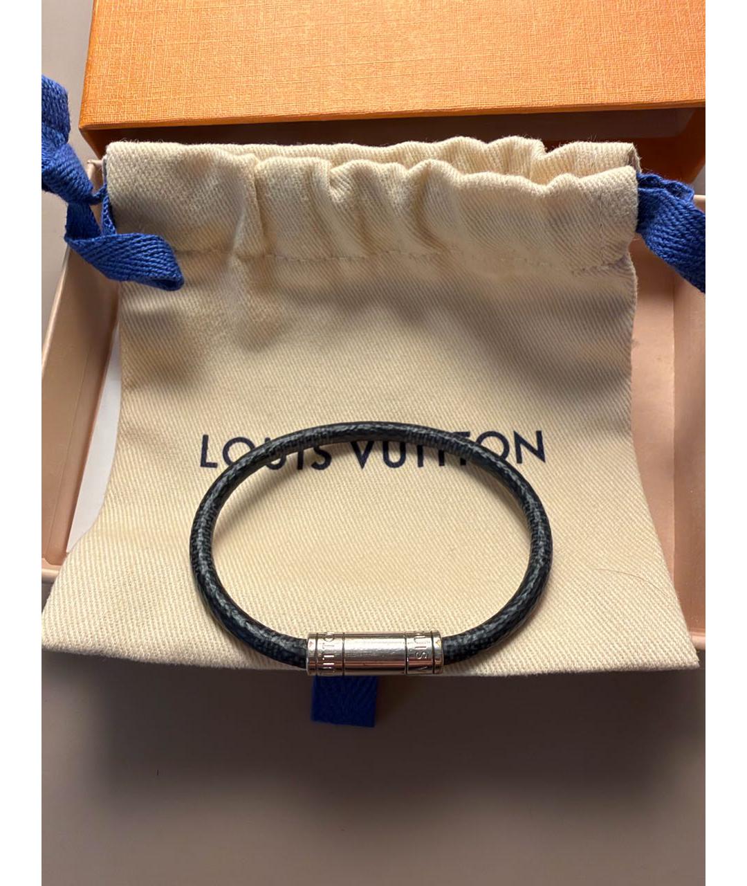 LOUIS VUITTON Черный кожаный браслет, фото 4