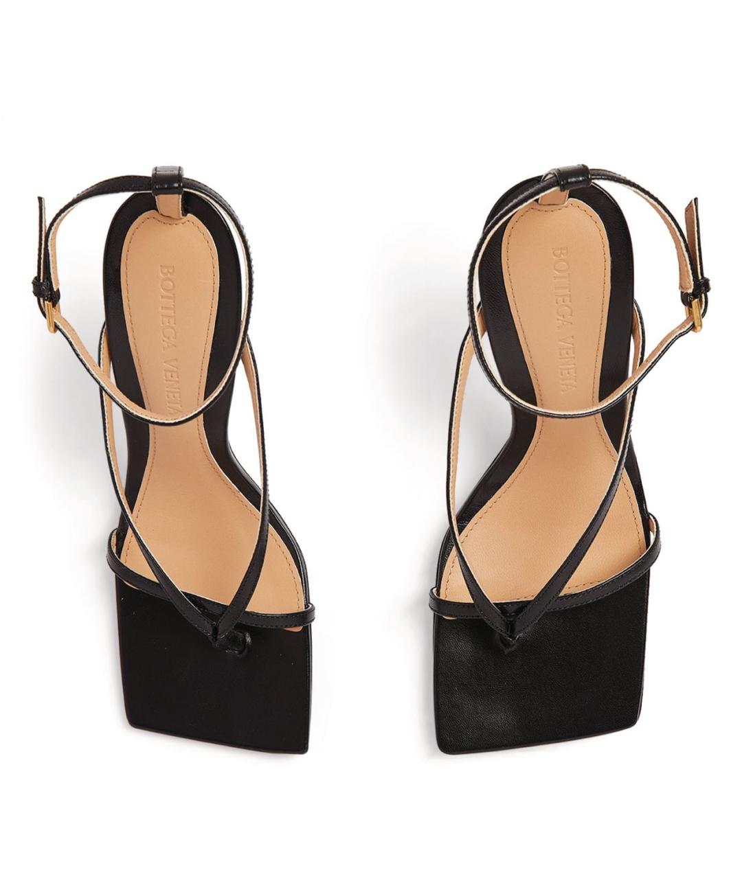 BOTTEGA VENETA Черные кожаные босоножки, фото 6