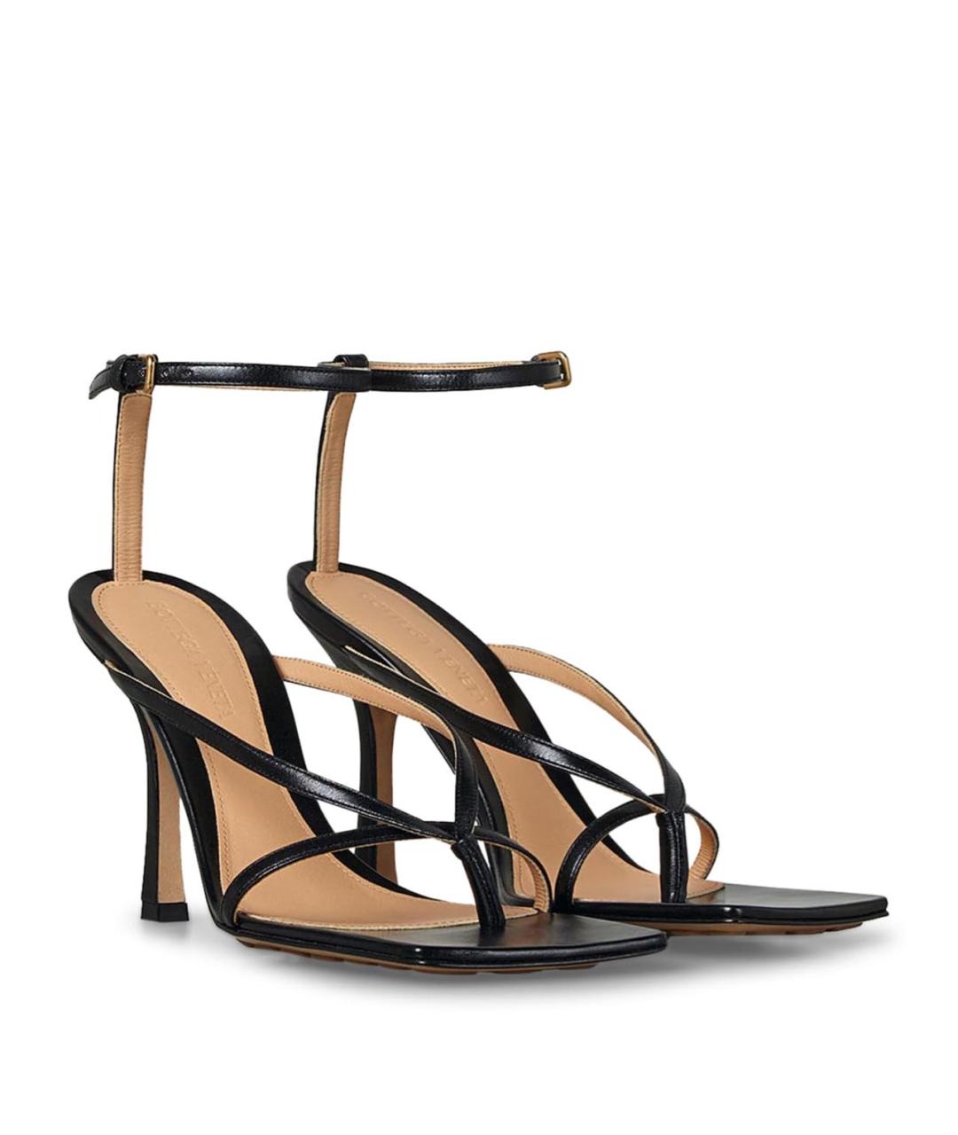 BOTTEGA VENETA Черные кожаные босоножки, фото 2