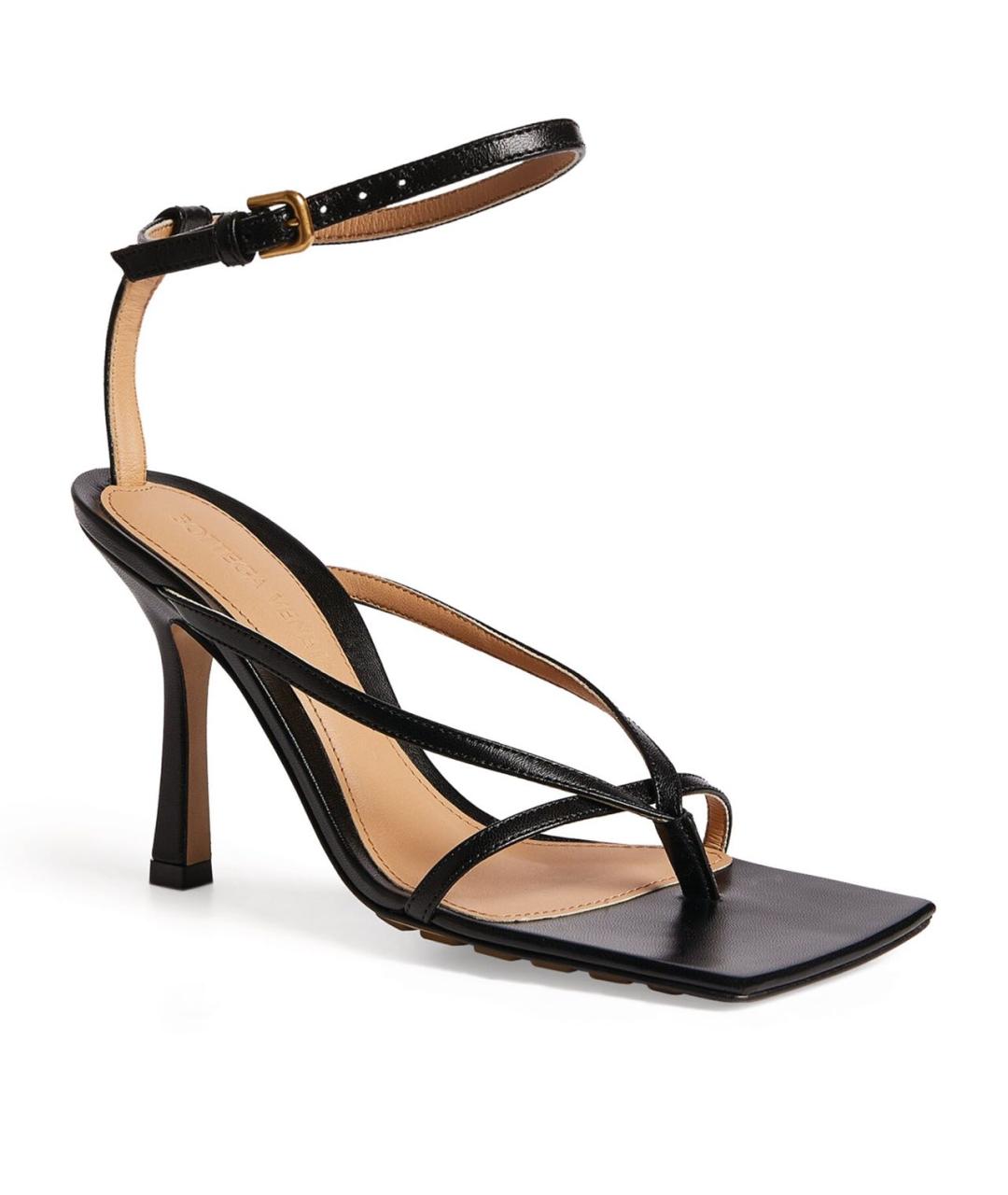 BOTTEGA VENETA Черные кожаные босоножки, фото 3
