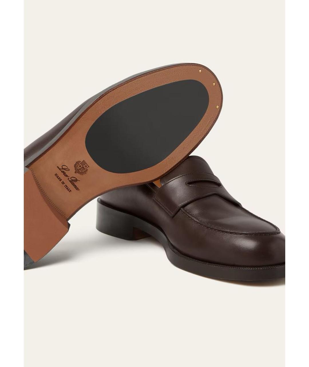 LORO PIANA Бордовые кожаные лоферы, фото 4