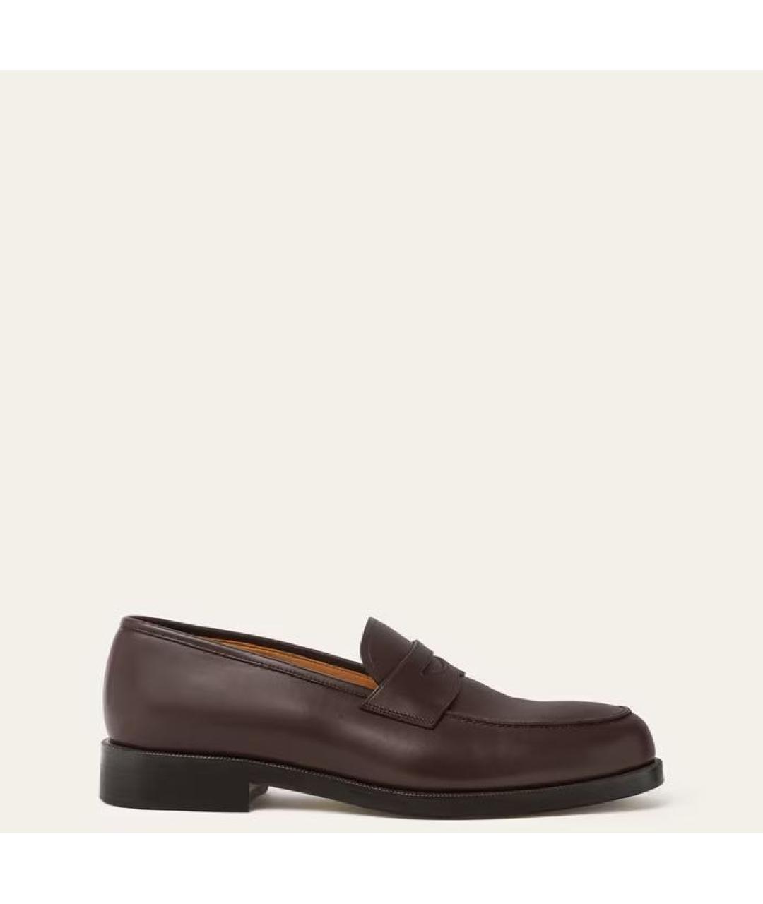 LORO PIANA Бордовые кожаные лоферы, фото 8