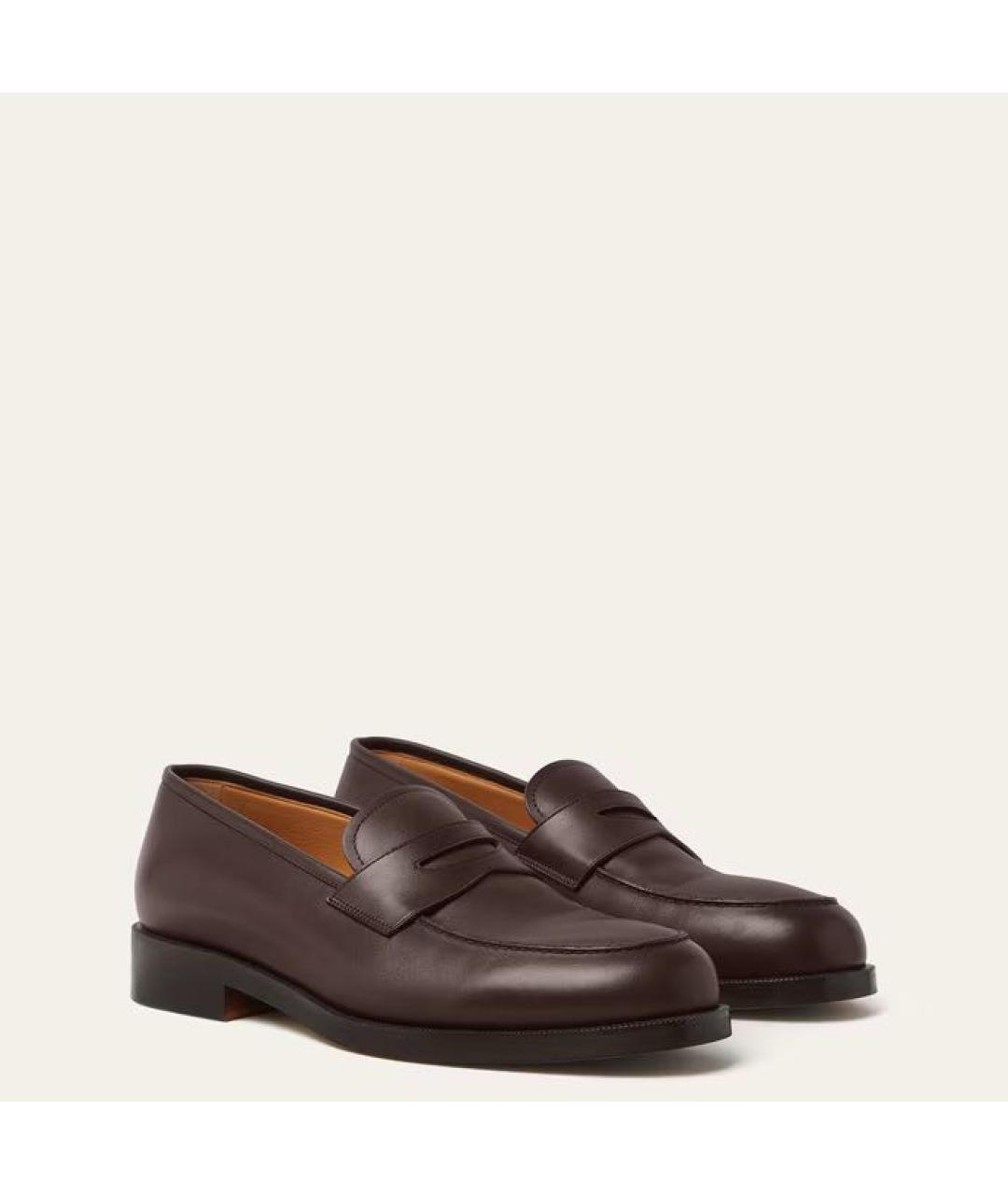 LORO PIANA Бордовые кожаные лоферы, фото 2