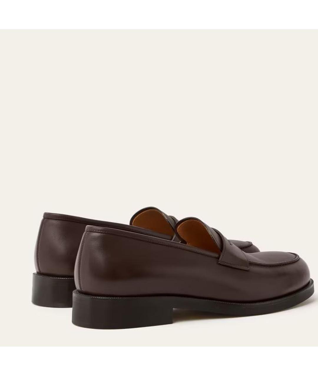 LORO PIANA Бордовые кожаные лоферы, фото 3