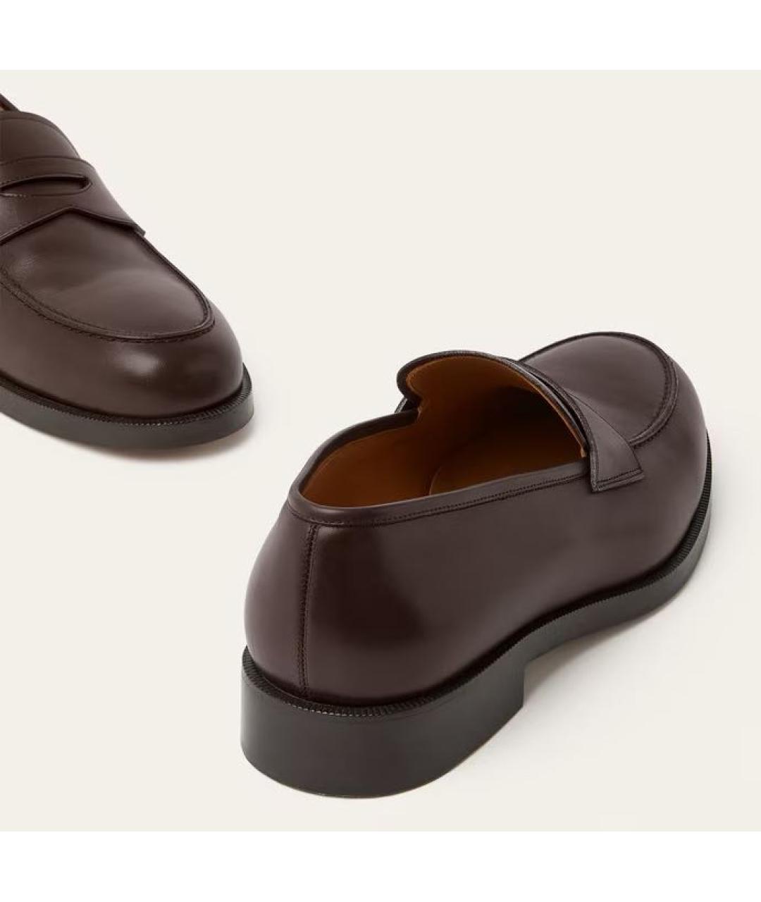 LORO PIANA Бордовые кожаные лоферы, фото 6