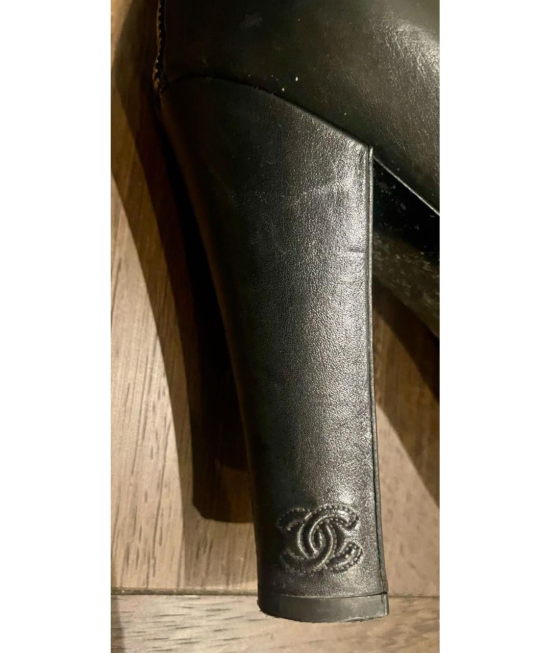 CHANEL Черные кожаные ботфорты, фото 5
