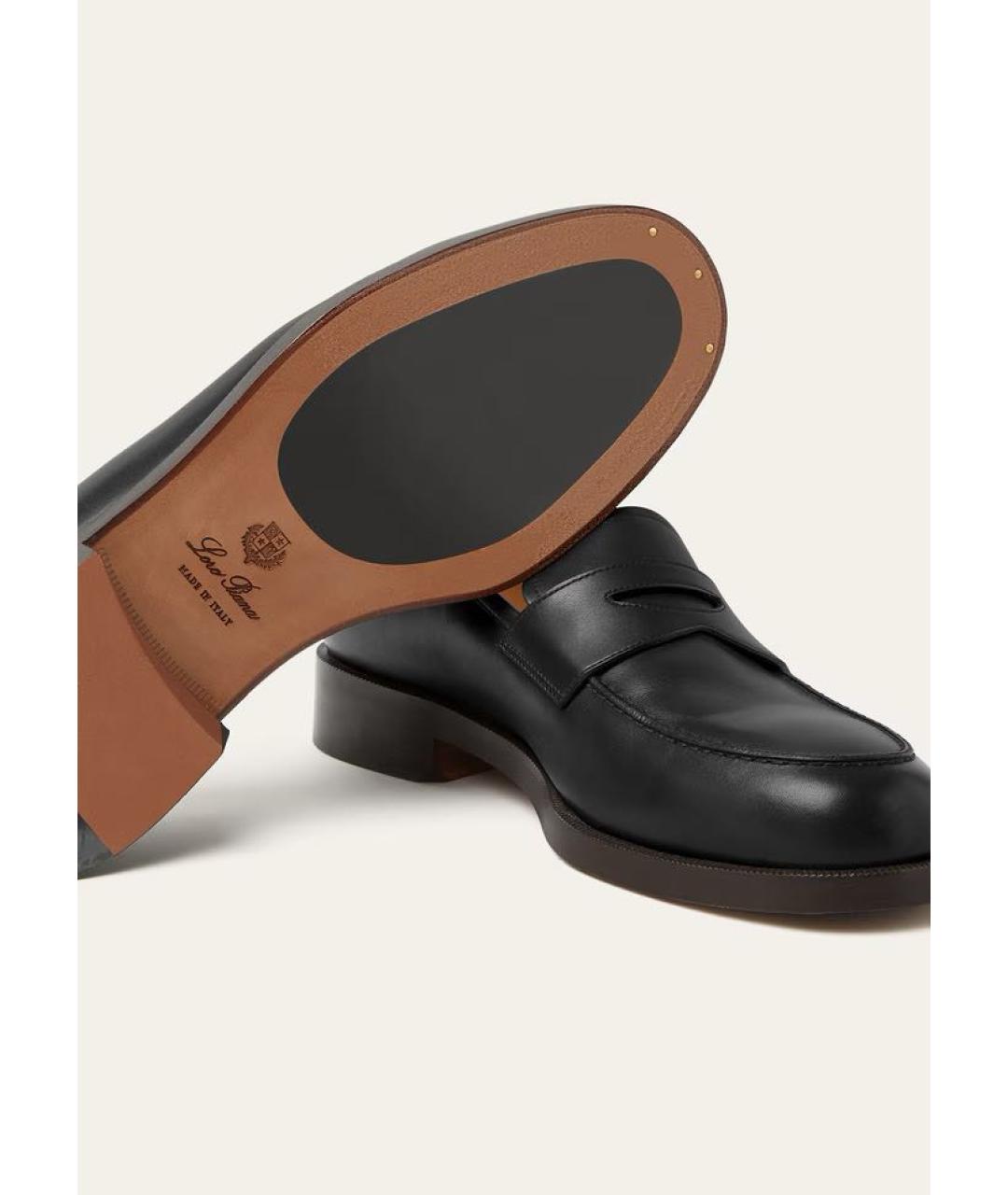 LORO PIANA Черные кожаные лоферы, фото 4