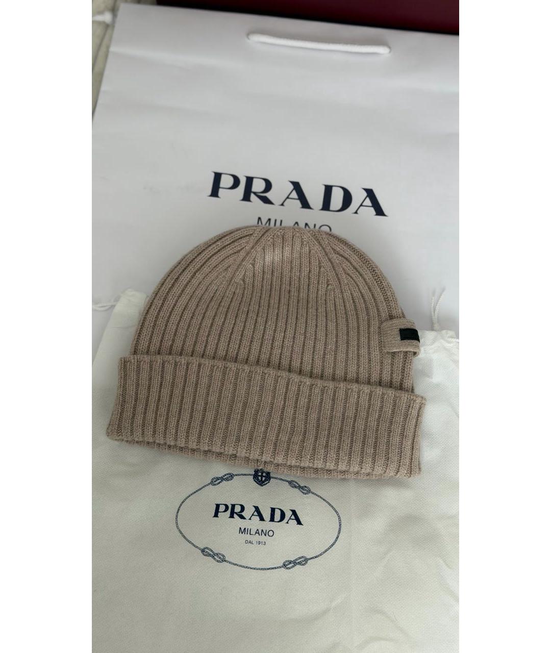 PRADA Бежевая шерстяная шапка, фото 2