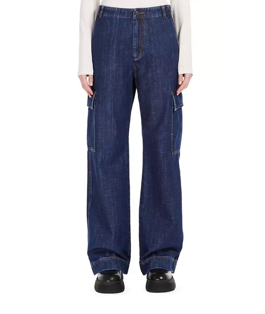 MAX MARA Темно-синие хлопковые прямые джинсы, фото 4