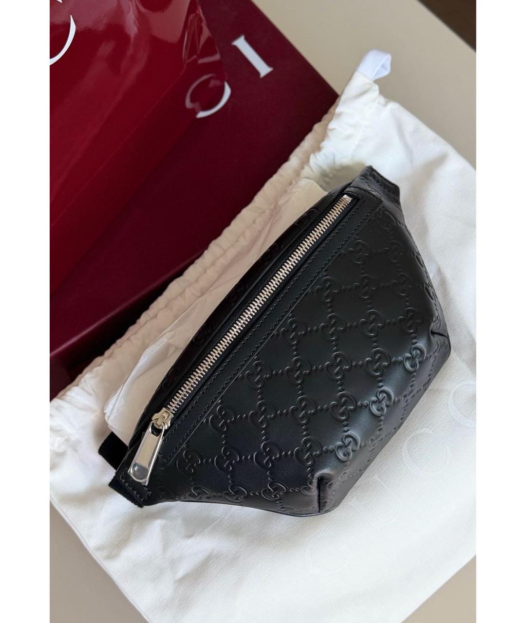 GUCCI Черная кожаная поясная сумка, фото 3