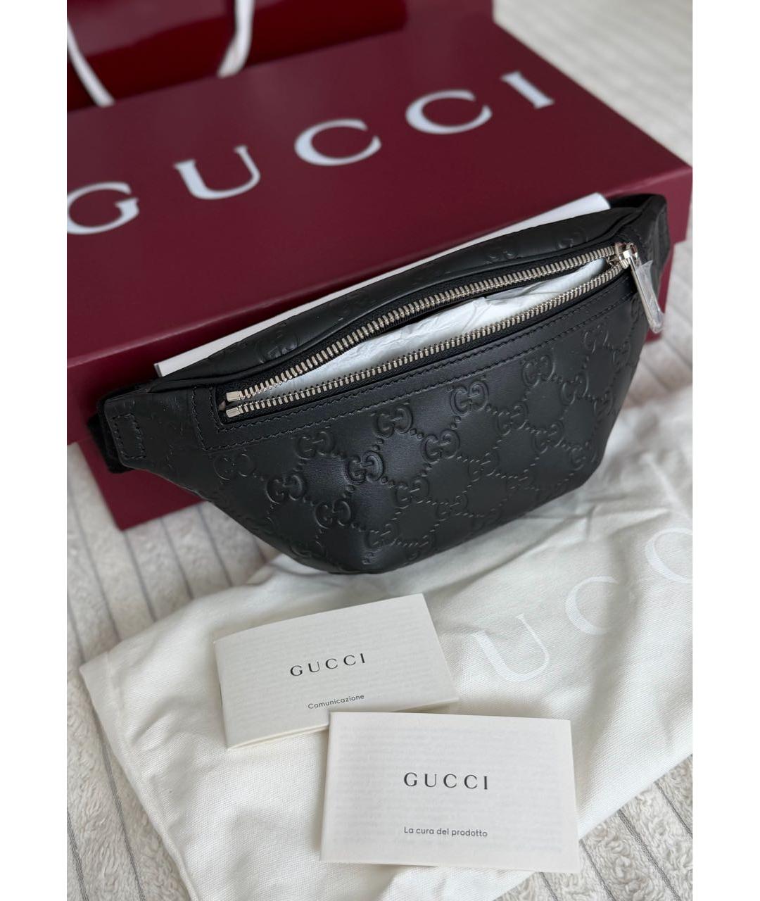 GUCCI Черная кожаная поясная сумка, фото 5