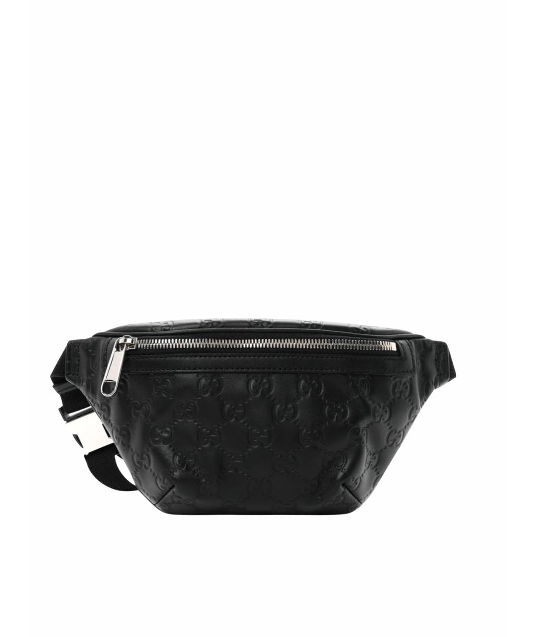 GUCCI Черная кожаная поясная сумка, фото 1
