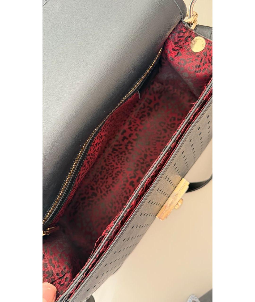 LONGCHAMP Черная кожаная сумка через плечо, фото 4