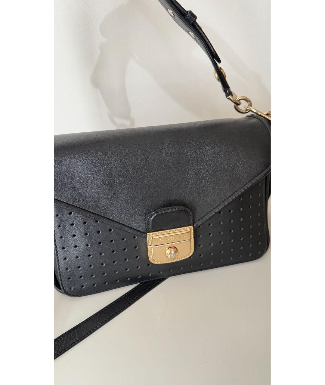 LONGCHAMP Черная кожаная сумка через плечо, фото 6