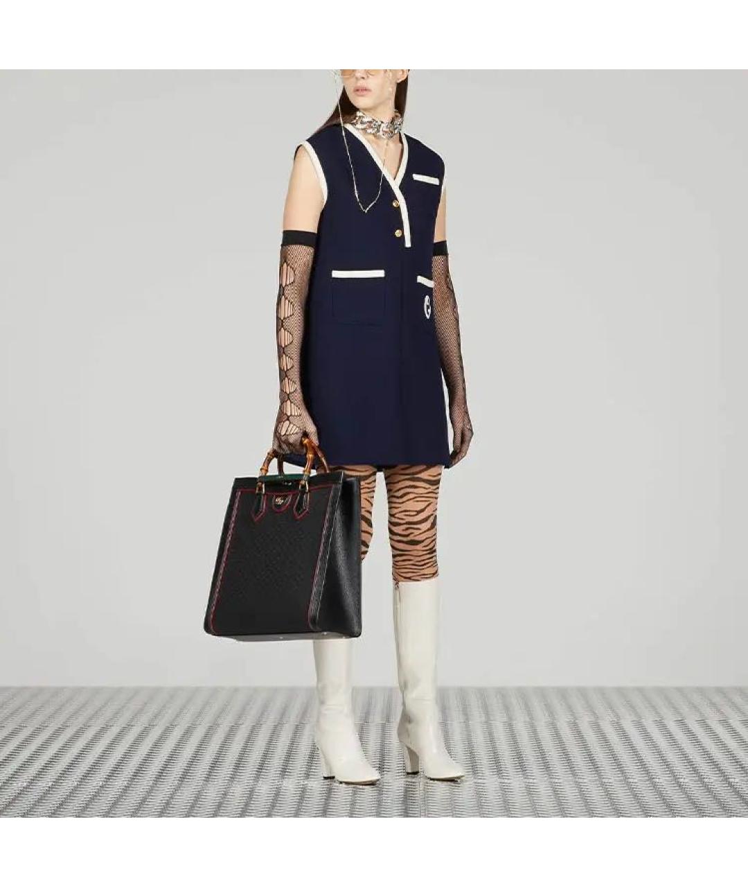 GUCCI Темно-синее шерстяное повседневное платье, фото 8