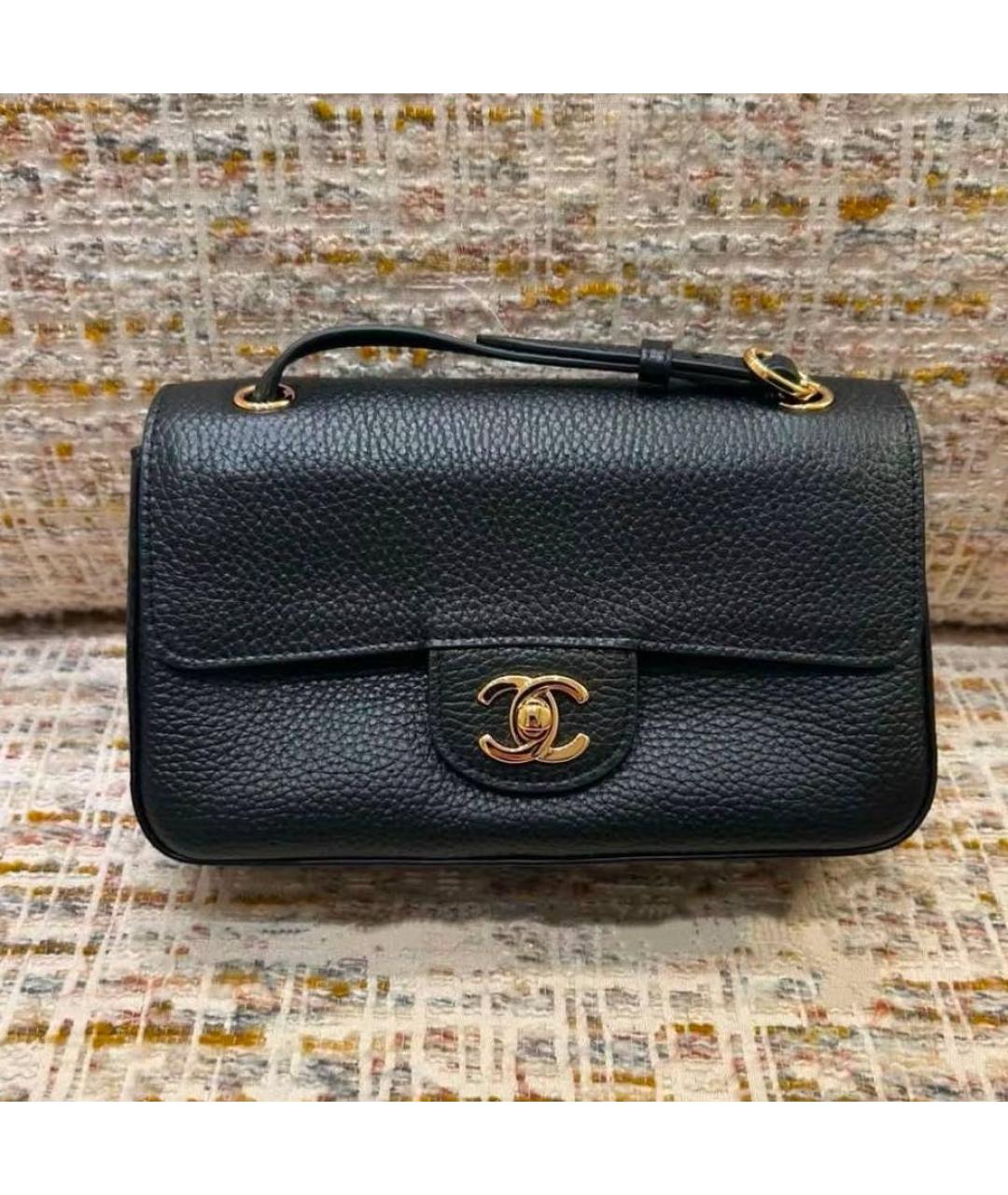 CHANEL Черная кожаная сумка через плечо, фото 4