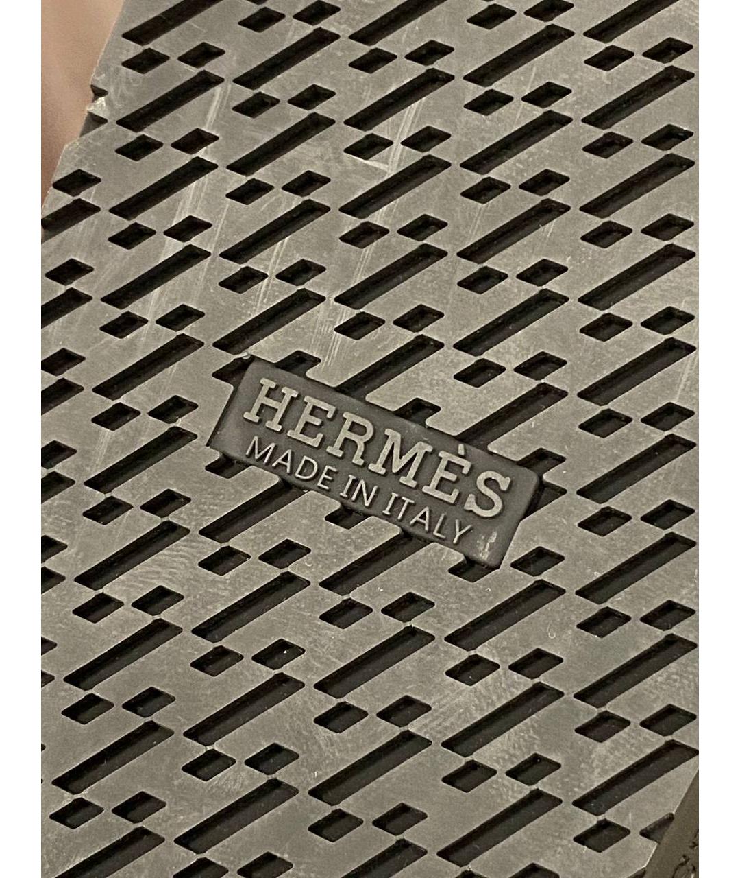 HERMES Черные кожаные сандалии, фото 4