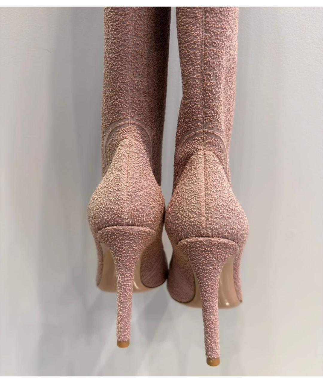 GIANVITO ROSSI Розовые текстильные ботфорты, фото 4