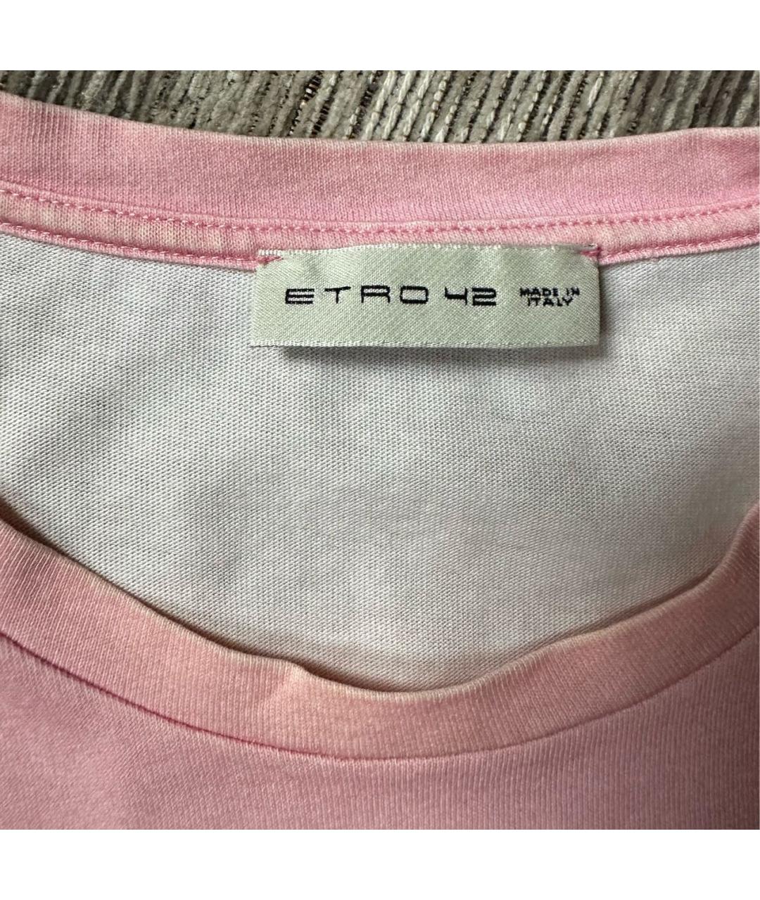 ETRO Розовая хлопковая футболка, фото 3