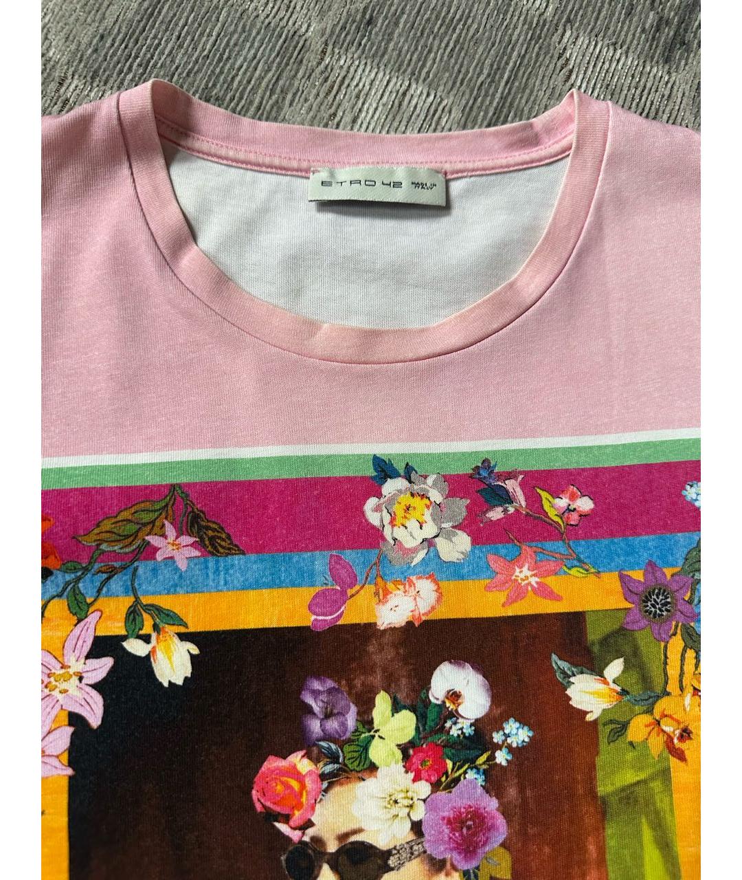 ETRO Розовая хлопковая футболка, фото 7