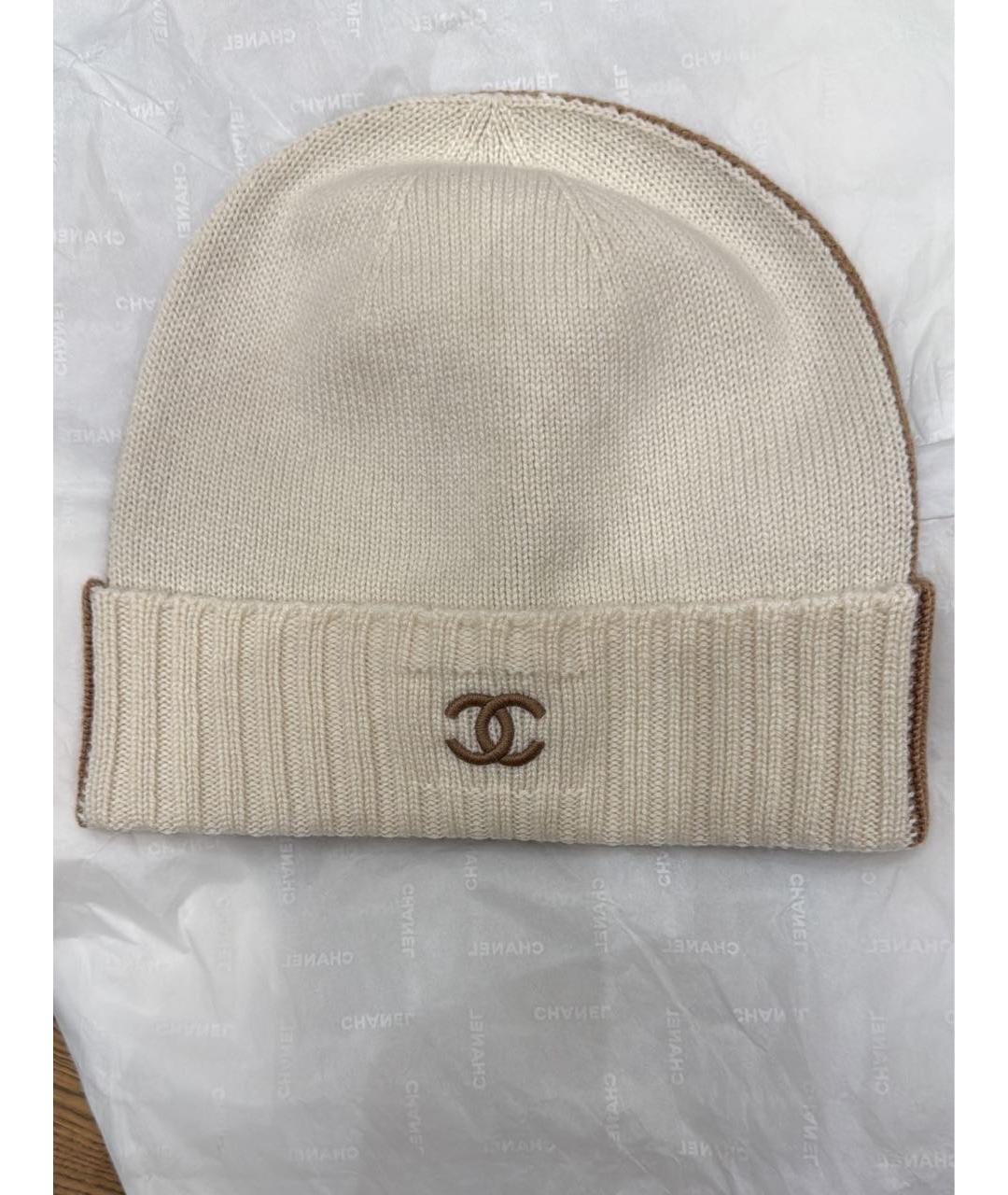 CHANEL Бежевая шерстяная шапка, фото 6