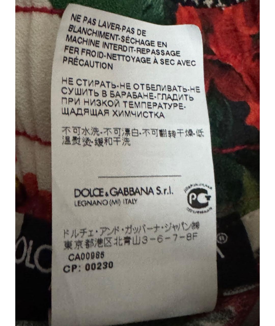 DOLCE&GABBANA Мульти вискозные прямые брюки, фото 8