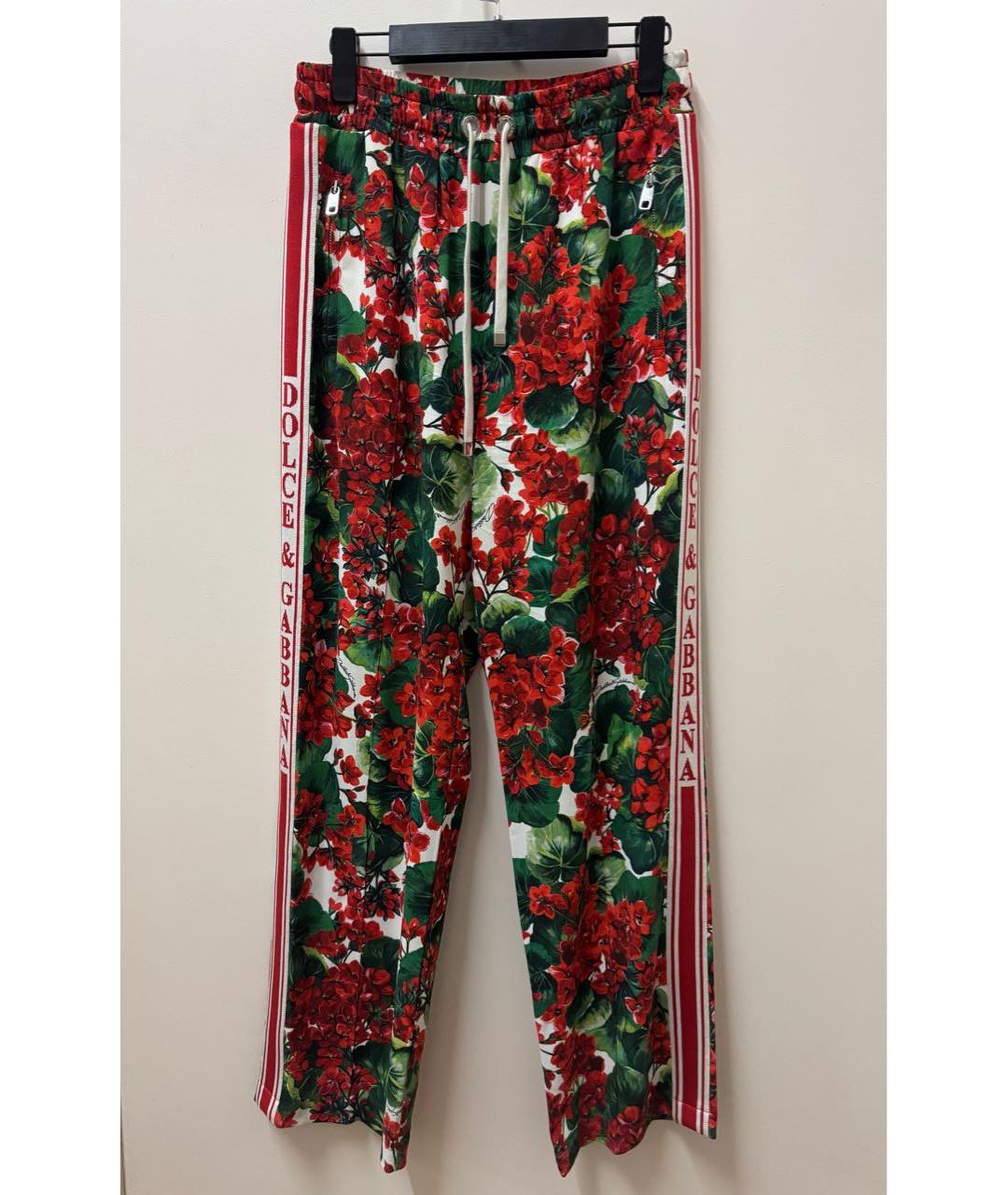 DOLCE&GABBANA Мульти вискозные прямые брюки, фото 9
