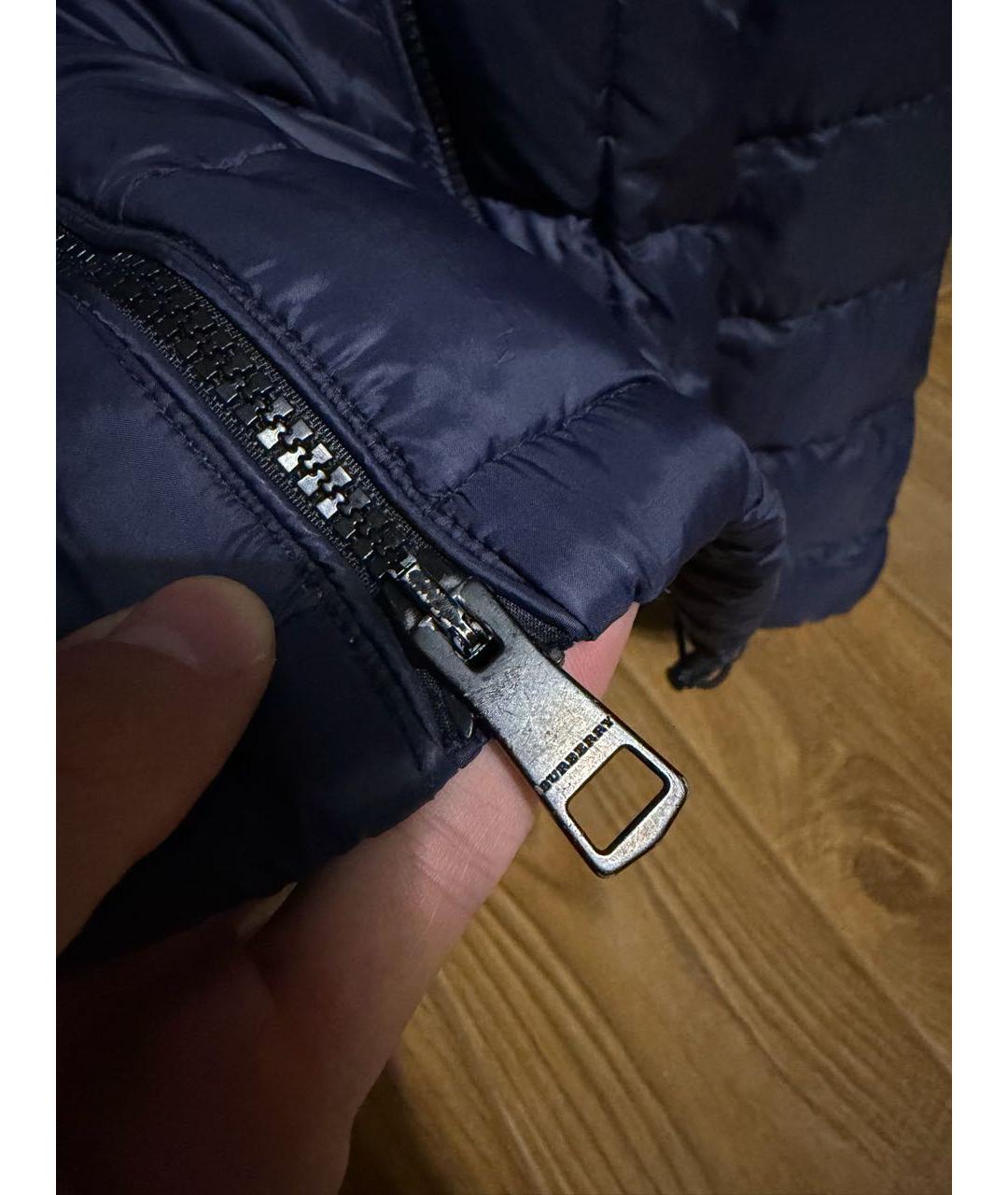 BURBERRY Темно-синяя полиамидовая куртка, фото 4