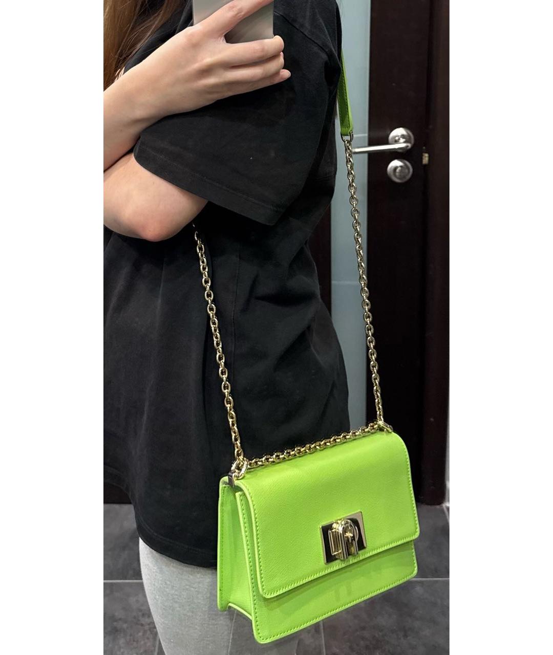 FURLA Зеленая кожаная сумка через плечо, фото 8