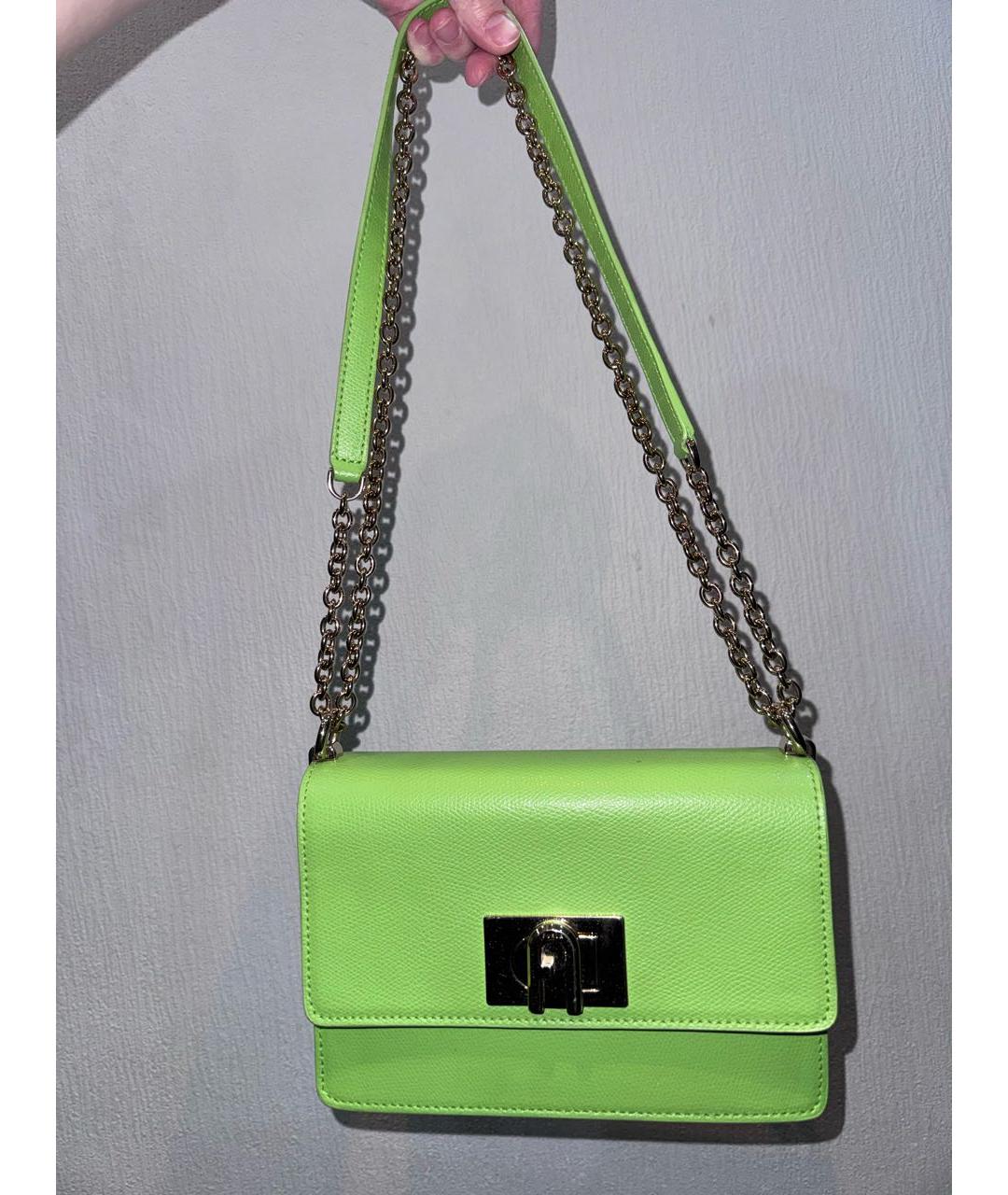 FURLA Зеленая кожаная сумка через плечо, фото 9