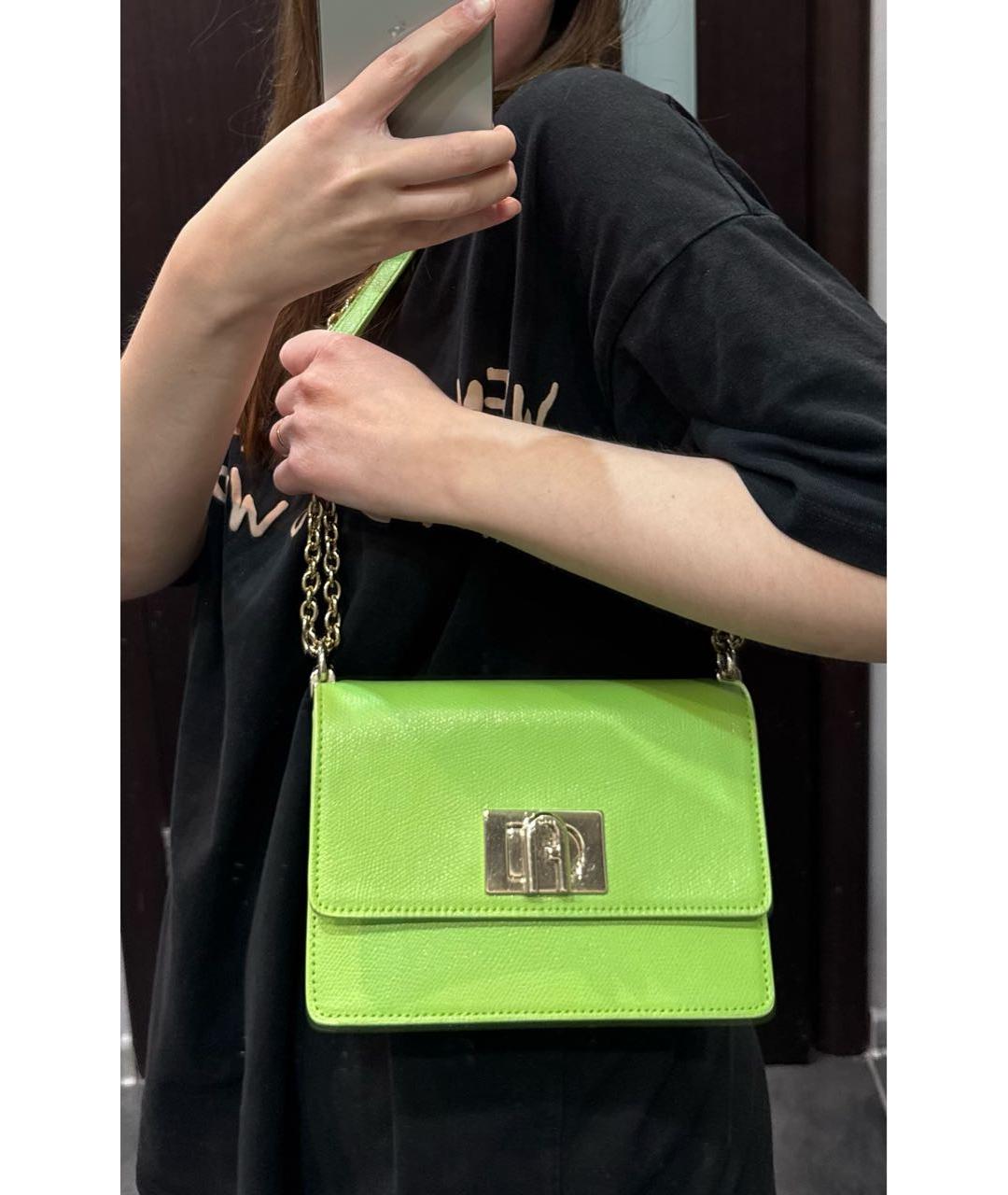 FURLA Зеленая кожаная сумка через плечо, фото 2