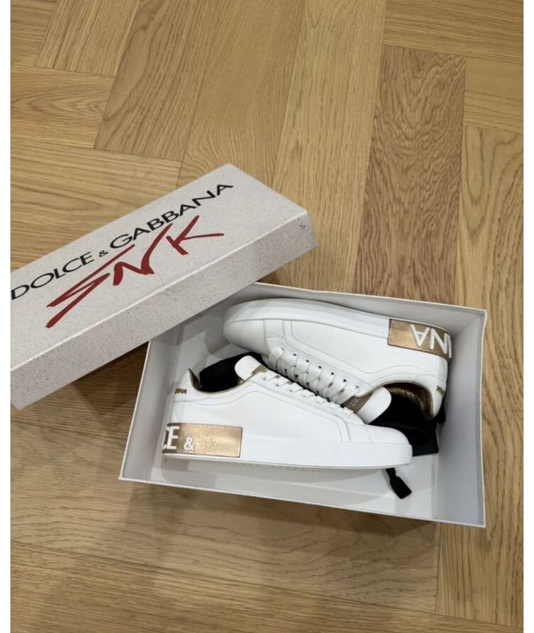 DOLCE&GABBANA Белые кожаные кеды, фото 5