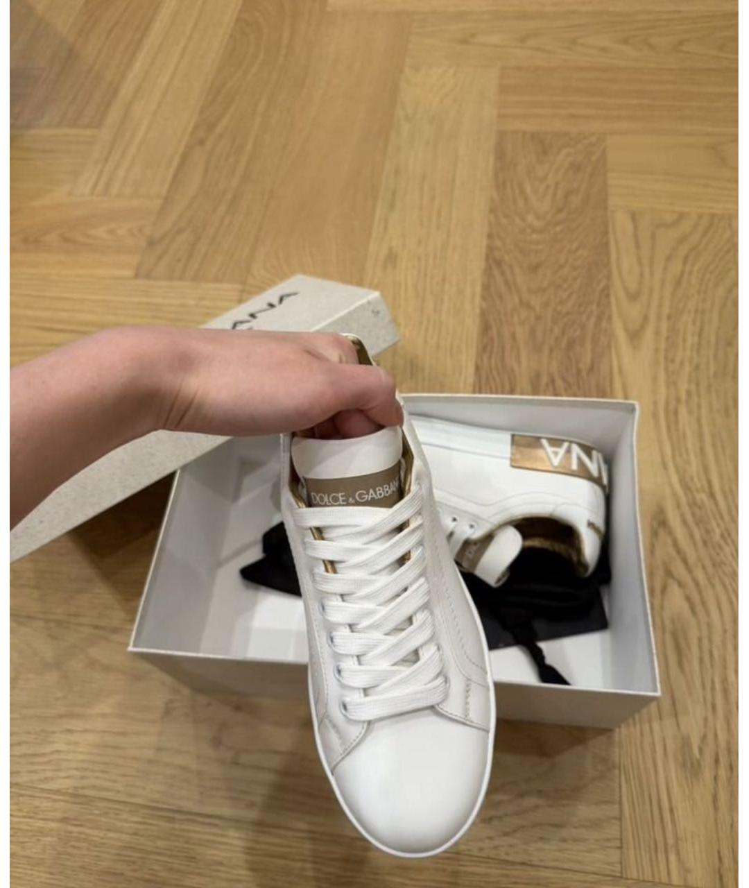 DOLCE&GABBANA Белые кожаные кеды, фото 3
