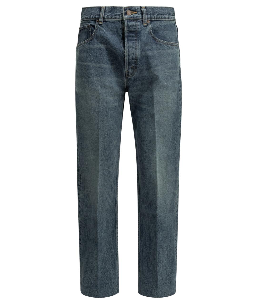 CELINE Голубые хлопковые прямые джинсы, фото 1