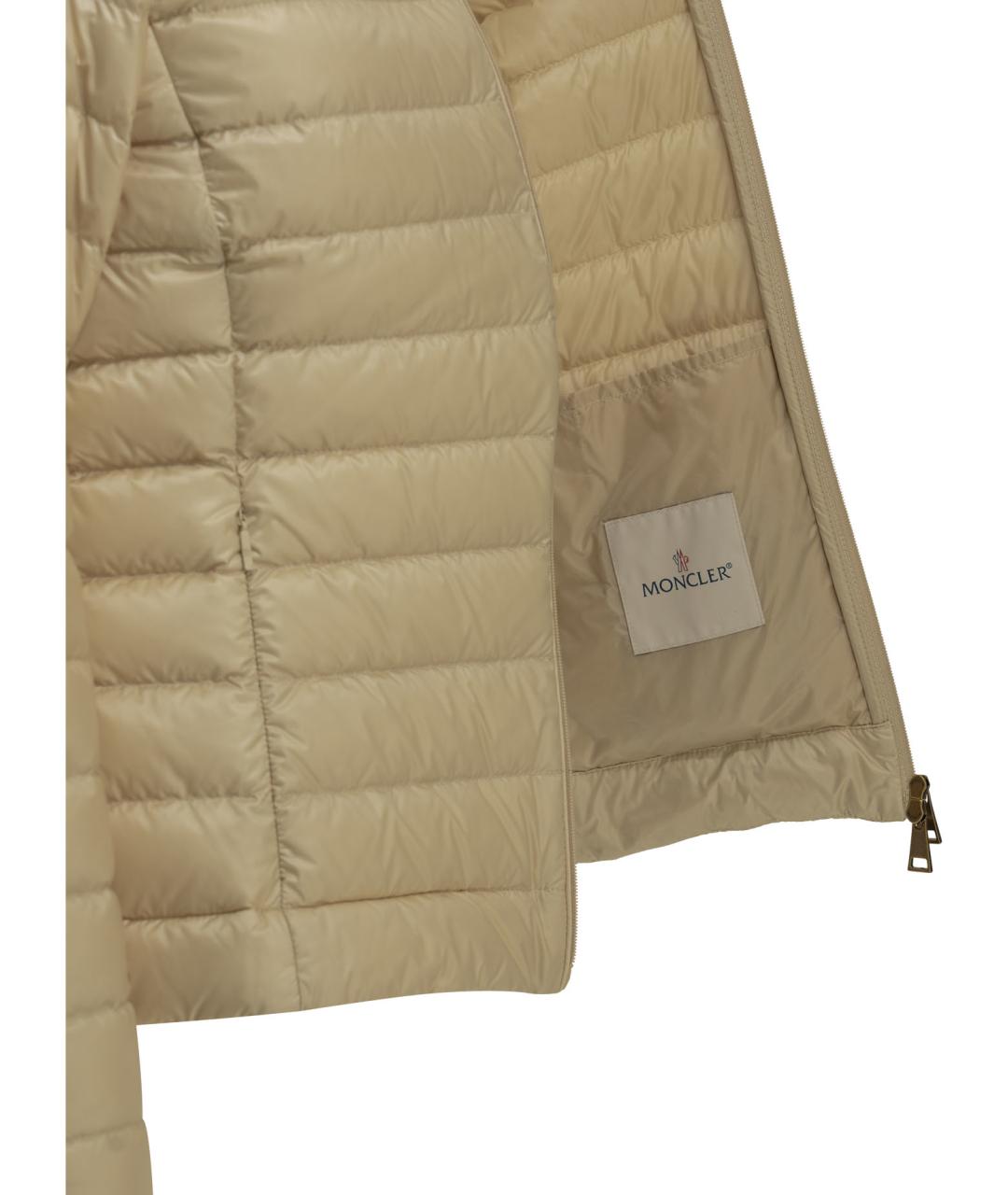 MONCLER Бежевая полиамидовая куртка, фото 4