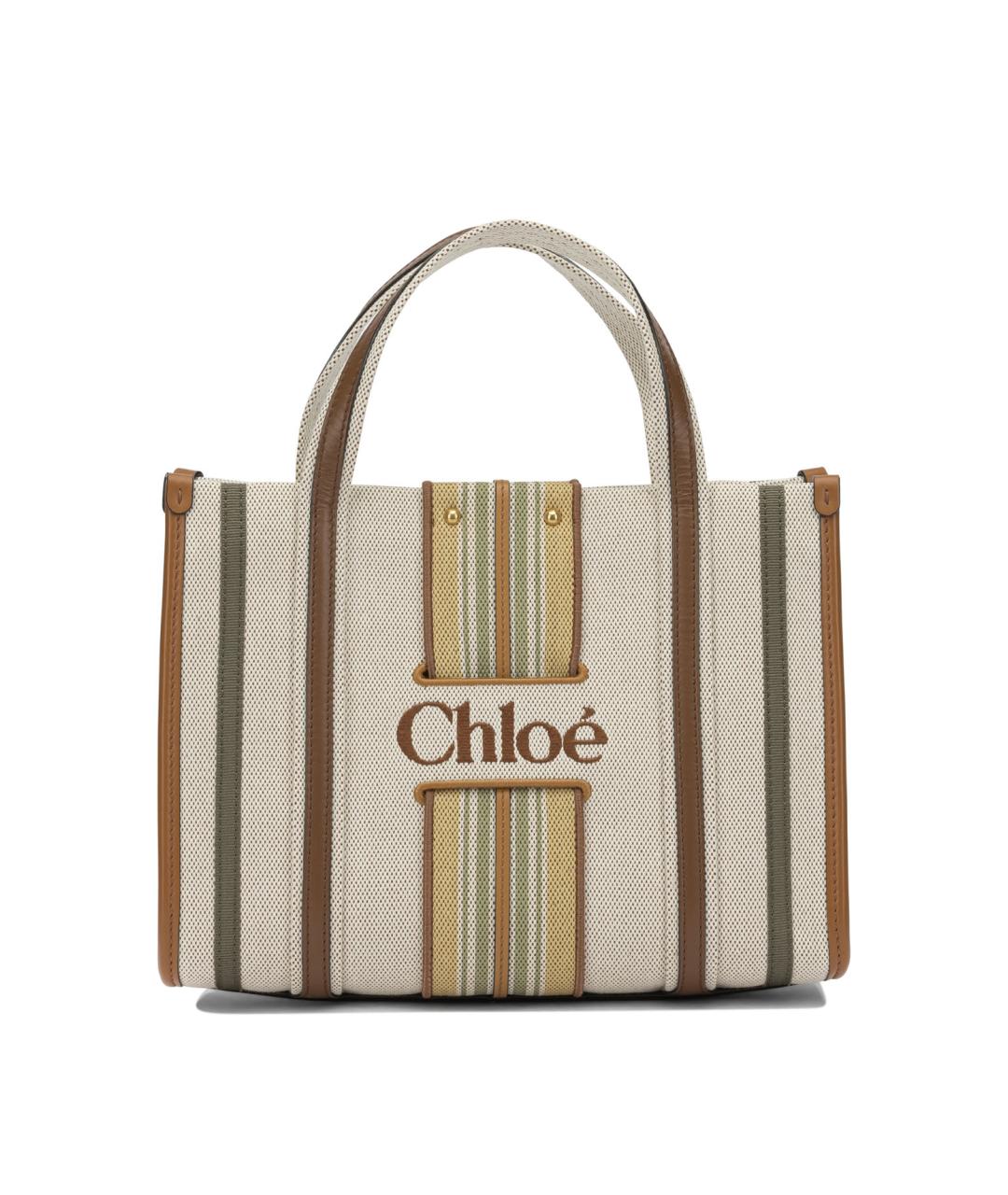 CHLOE Коричневая хлопковая сумка с короткими ручками, фото 1