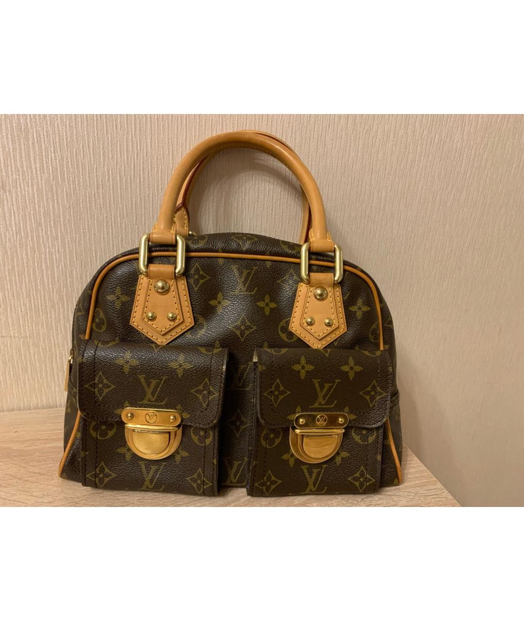 LOUIS VUITTON Коричневая сумка с короткими ручками из канвы, фото 8