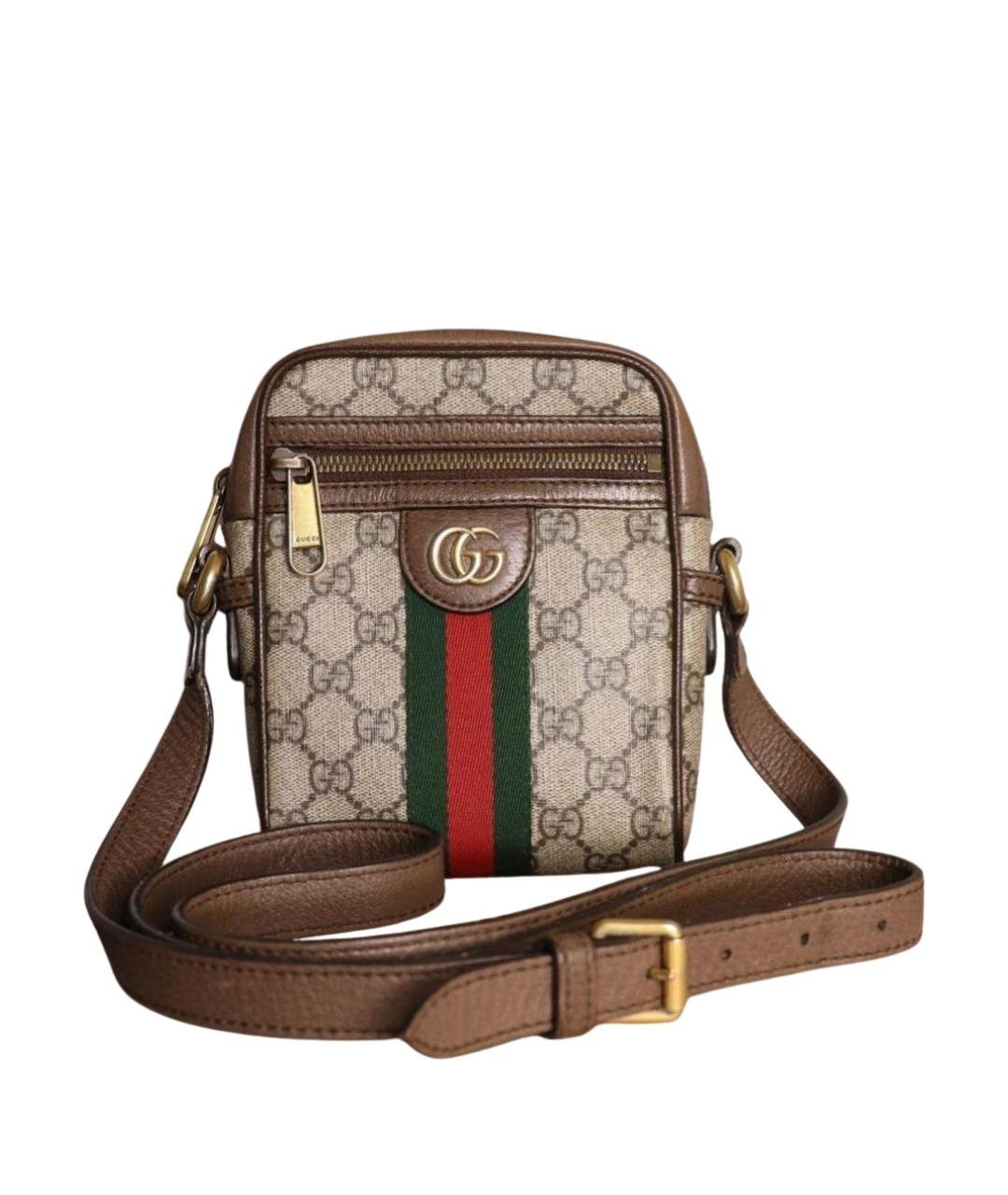 GUCCI Бежевая сумка через плечо из канвы, фото 1