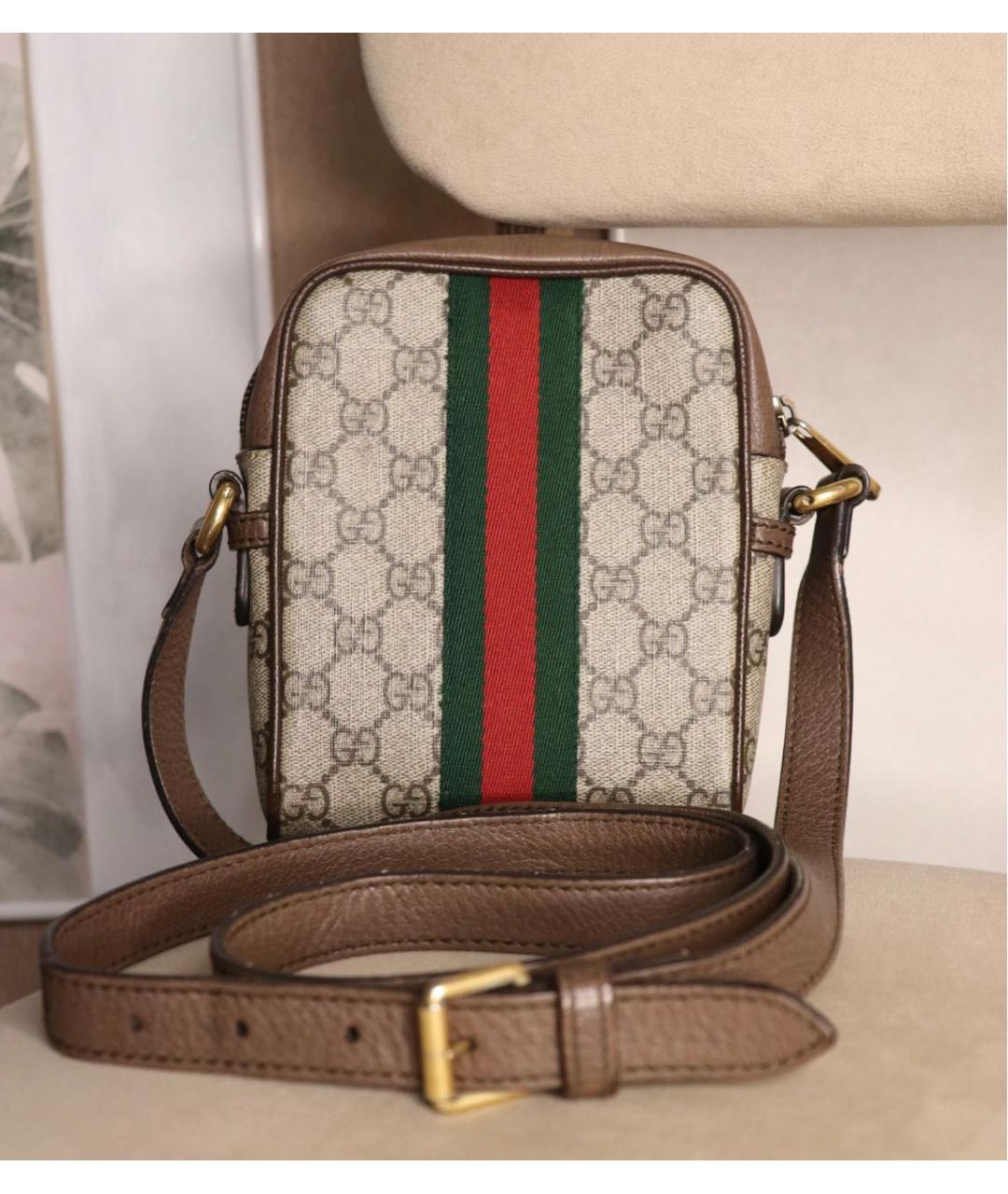 GUCCI Бежевая сумка через плечо из канвы, фото 3