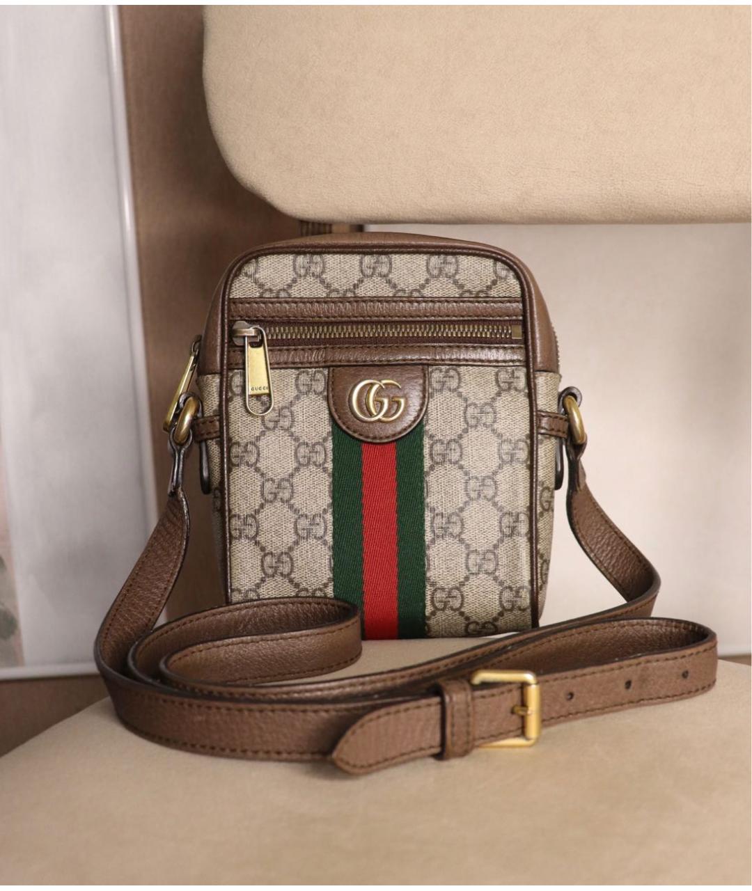 GUCCI Бежевая сумка через плечо из канвы, фото 9