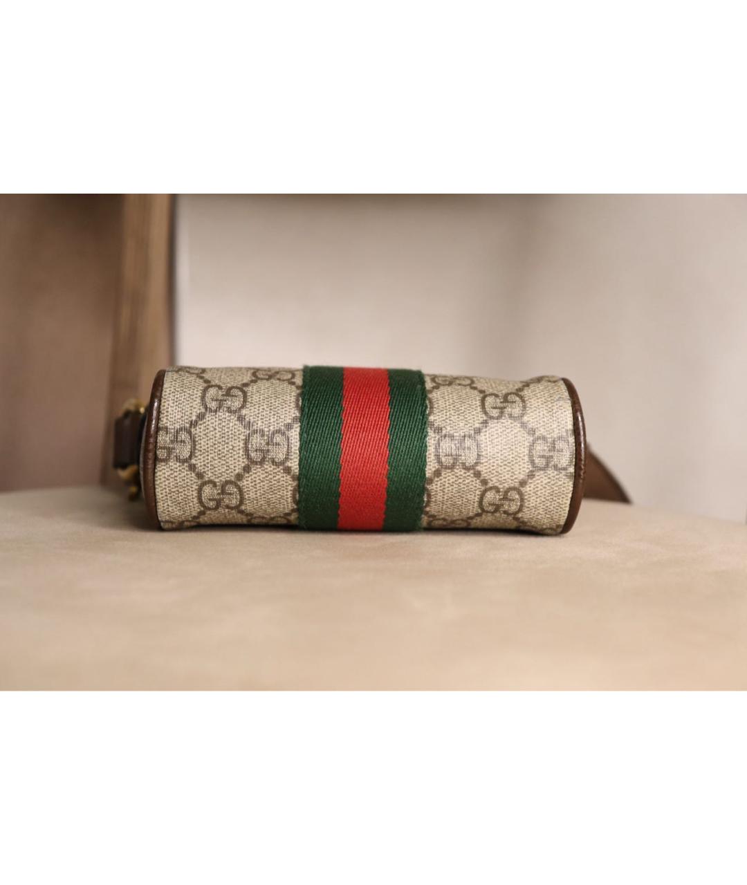 GUCCI Бежевая сумка через плечо из канвы, фото 5